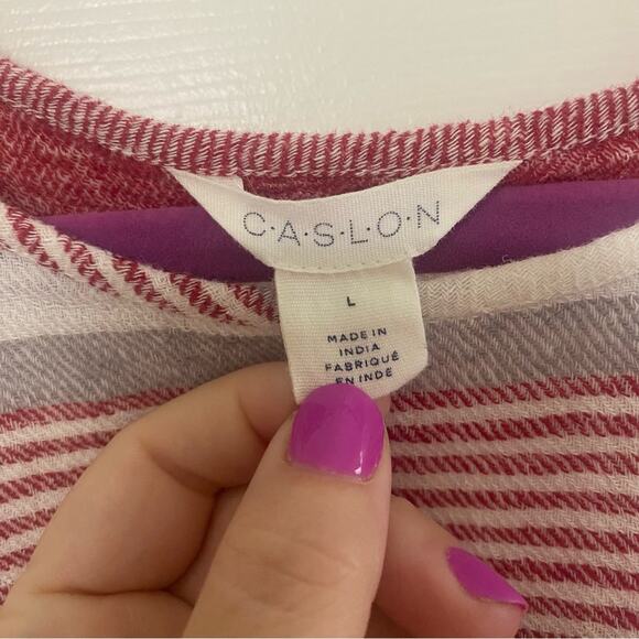 CASLON • Red + White Striped Short Sleeve Top - Picture 4 of 6